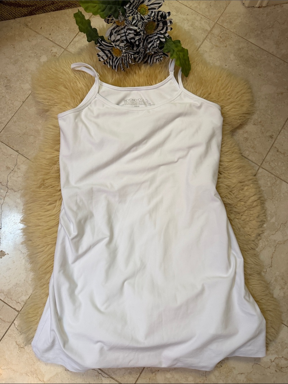 Beyond Yoga White Cotton Slip Dress Camisole